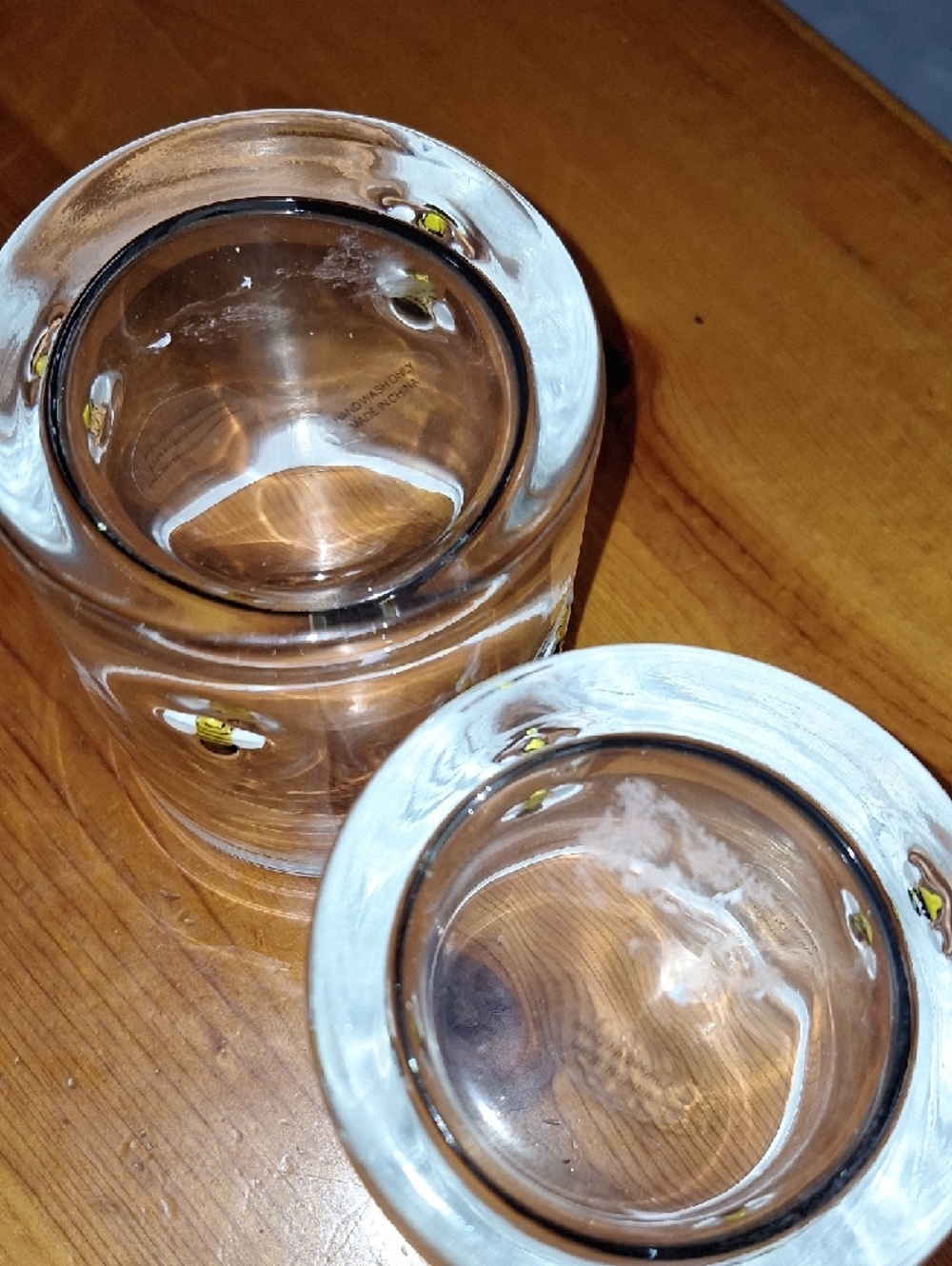 Clear Bee-Accent  Inlaid Glass Tumbler - Set of 2 - Picture 3 of 4